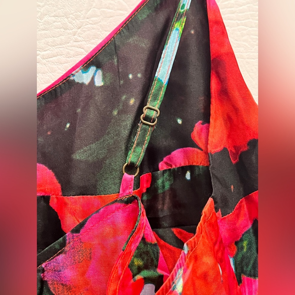 Tracy Reese Anthropologie Red Floral Silk Slip Mini Dress NWT Large - Picture 5 of 12